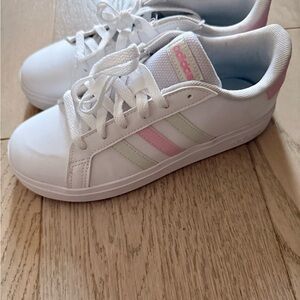 Adidas Kids Light Green and Pink Sneakers